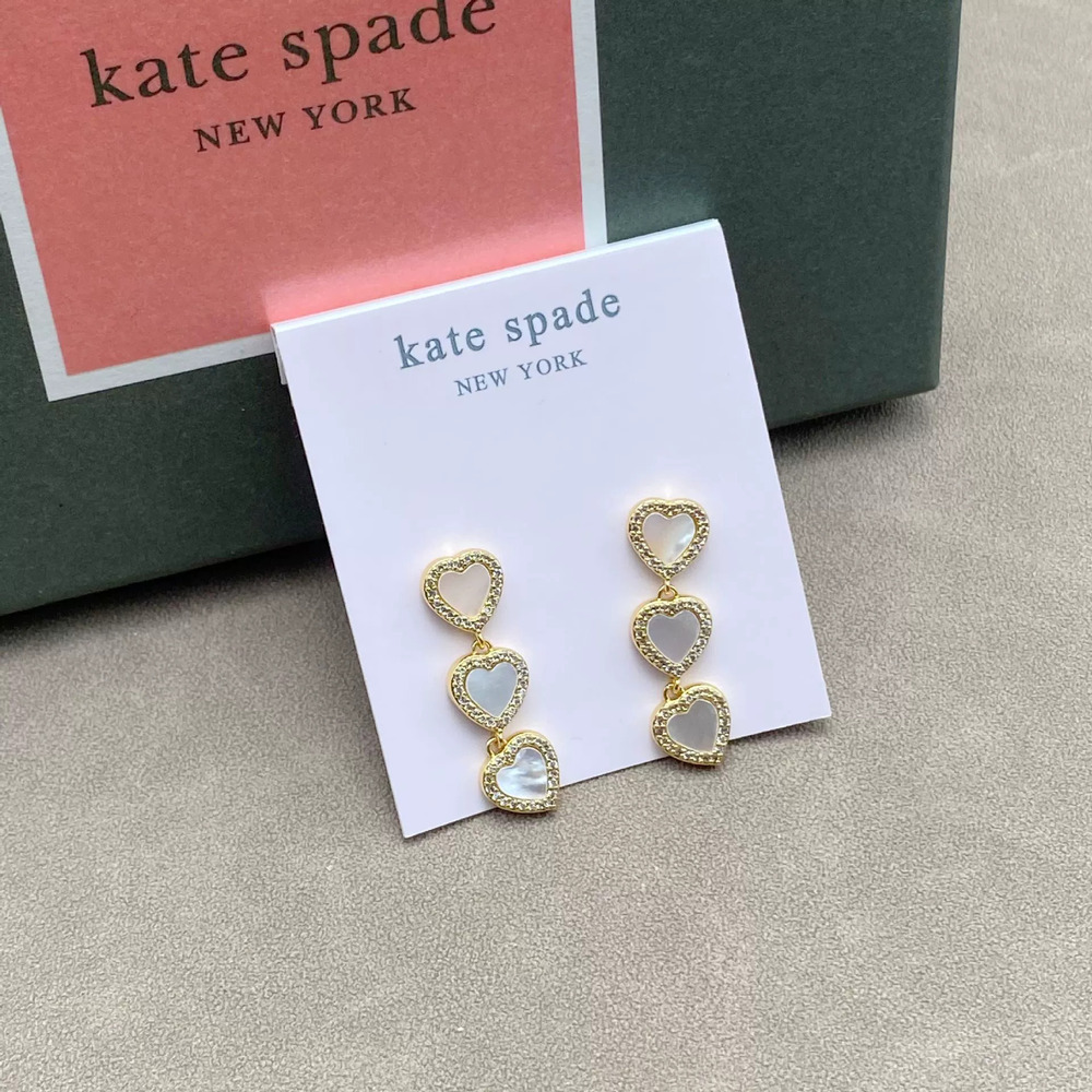kate spade Silver Chunky Three Hearts Shell Stud Earrings